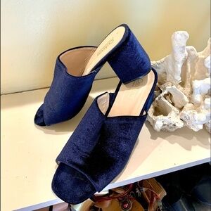 VTG Catherine MaLandrino Velvet Open Toe Block Heel Mules by Vasconey,EUC Size 9
